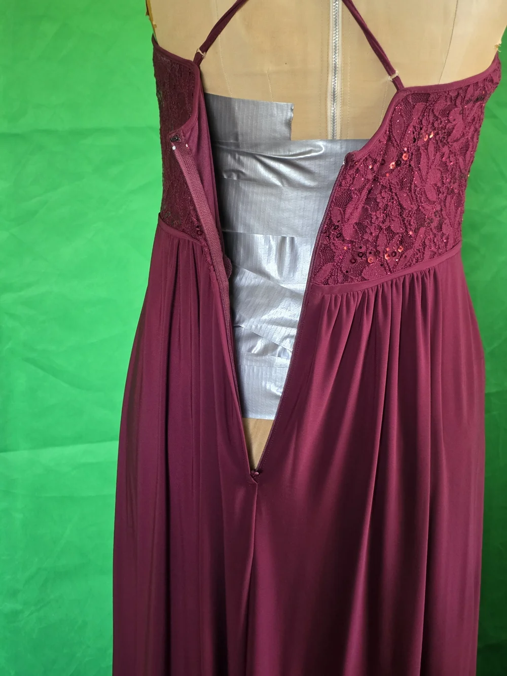 DB Studio Glitter Lace Formal Gown Merlot Burgandy NWT Size 12 - Picture 8 of 16